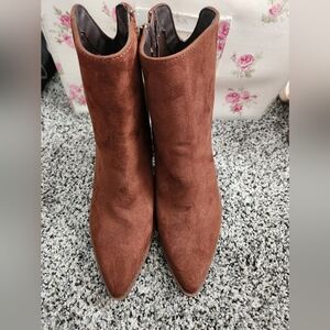 New without tags brown suede heeled booties.